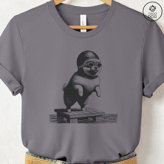 Pomeranian Swim T-Shirt Storm