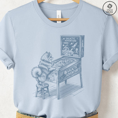 Pomeranian Pinball T-Shirt Light Blue Taco-Dog