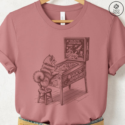 Pomeranian Pinball T-Shirt Heather Mauve Taco-Dog