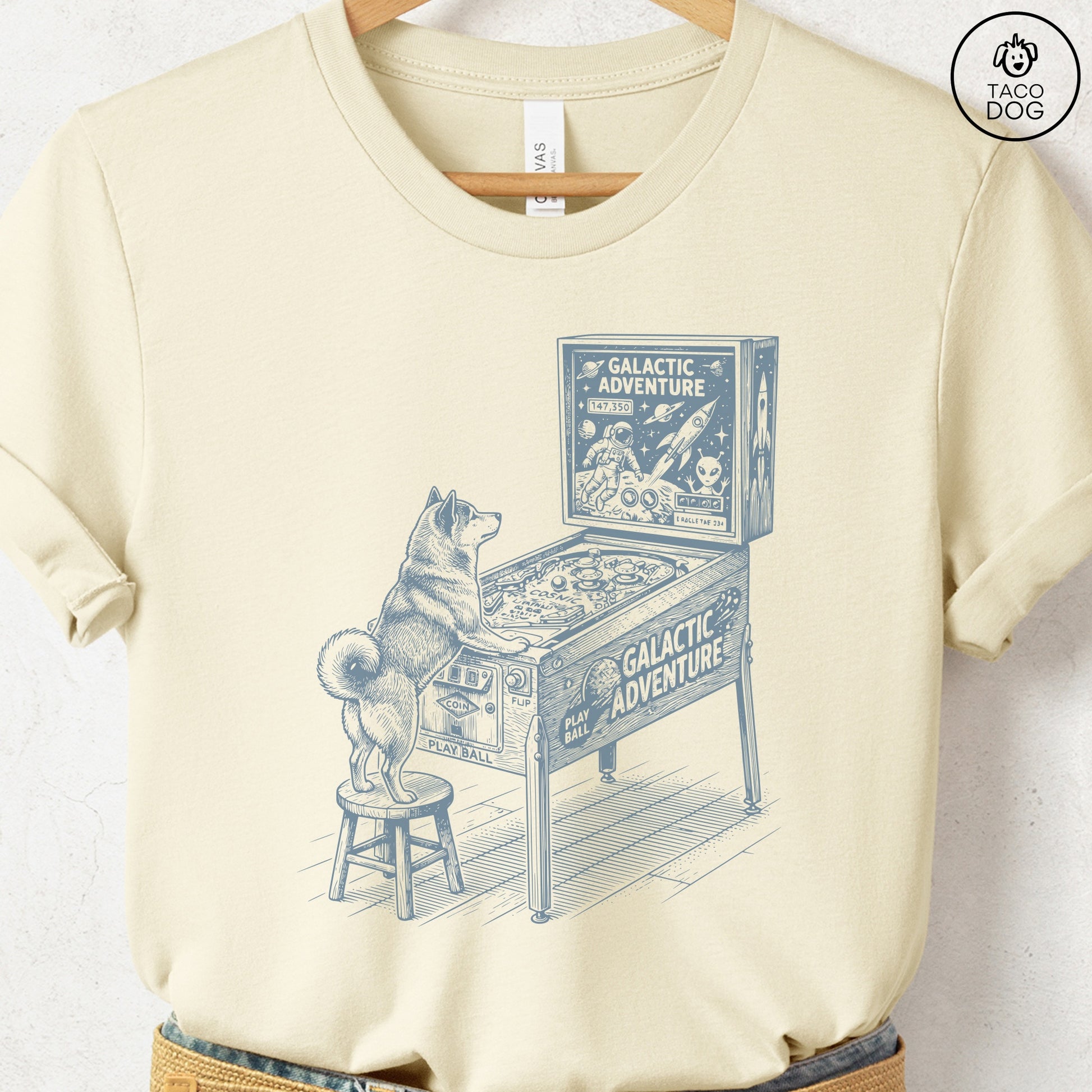 Shiba Inu Pinball T-Shirt Natural Taco-Dog