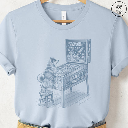 Shiba Inu Pinball T-Shirt Light Blue Taco-Dog