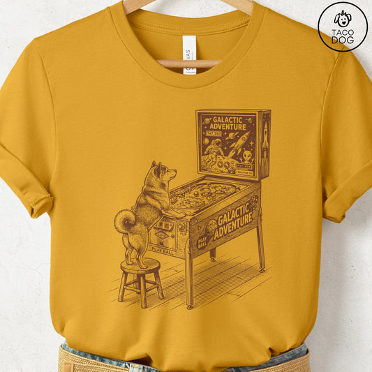 Shiba Inu Pinball T-Shirt Mustard