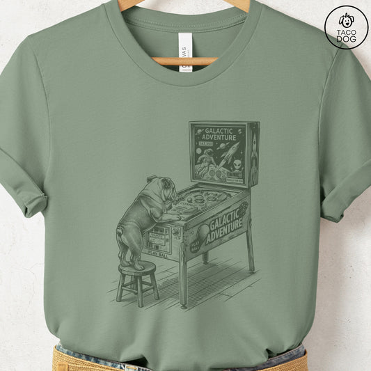 English Bulldog Pinball T-Shirt Sage