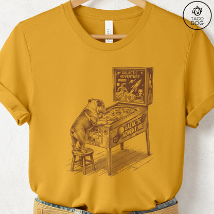 English Bulldog Pinball T-Shirt Mustard Taco-Dog