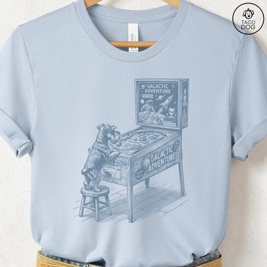 Schnauzer Pinball T-Shirt Light Blue Taco-Dog