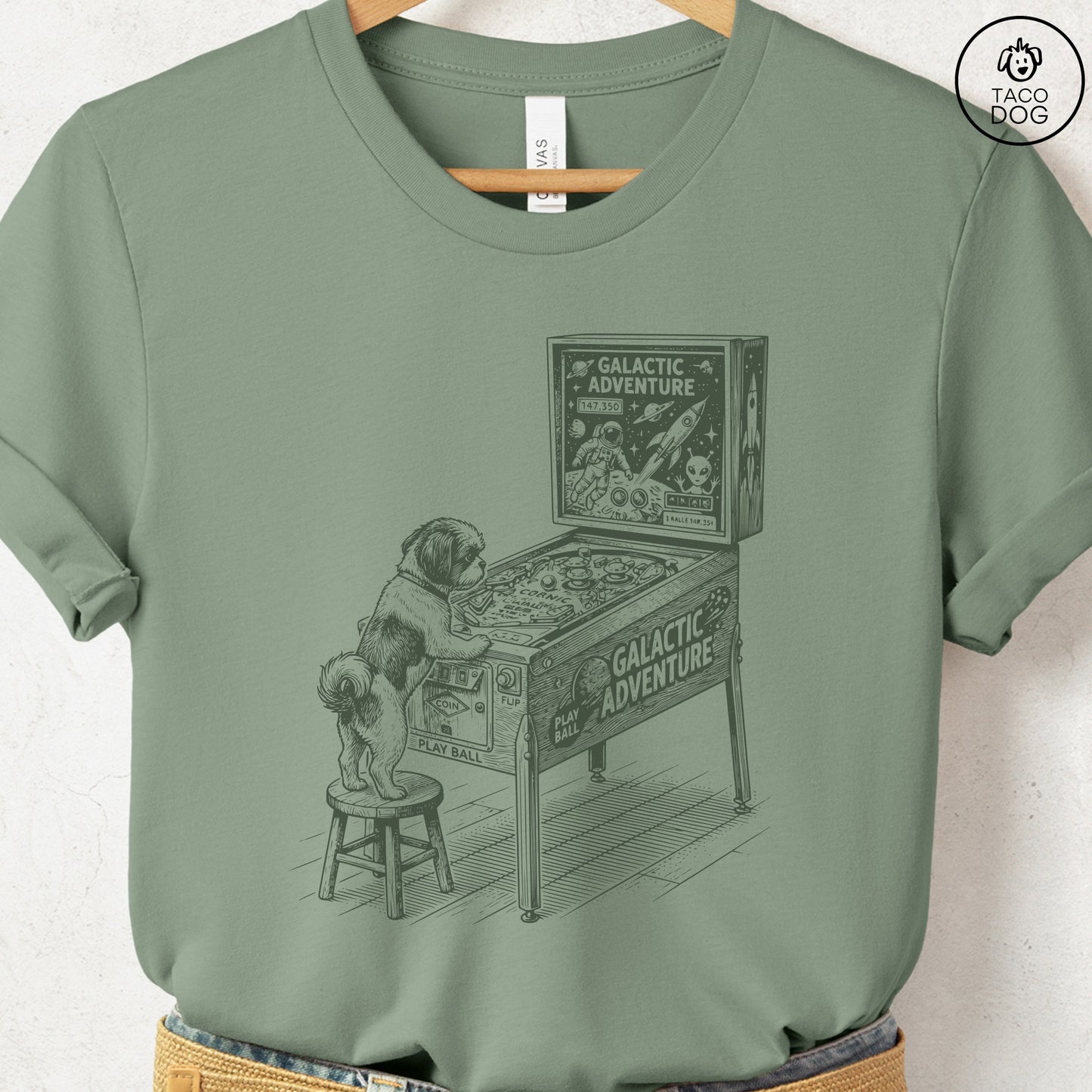 Shih Tzu Pinball T-Shirt Sage Taco-Dog