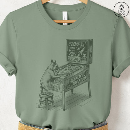 French Bulldog Frenchie Pinball T-Shirt Sage Taco-Dog