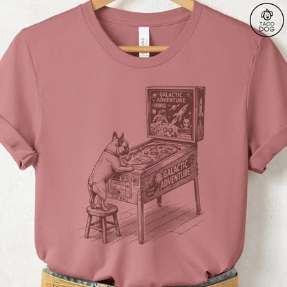French Bulldog Frenchie Pinball T-Shirt Heather Mauve Taco-Dog