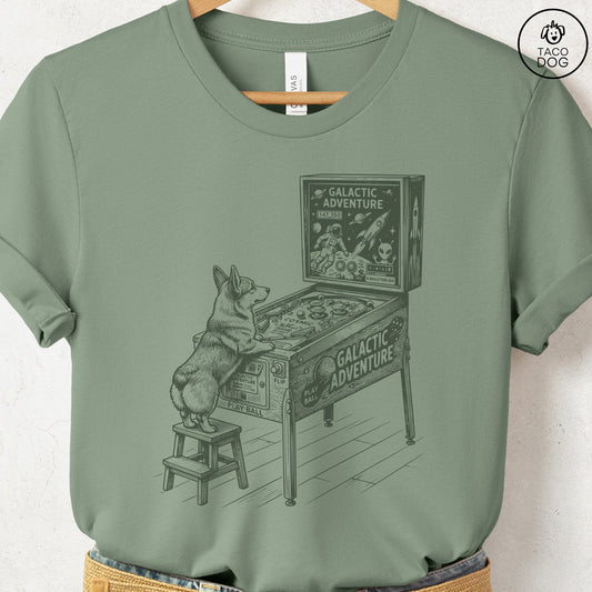 Corgi Pinball T-Shirt Sage Taco-Dog