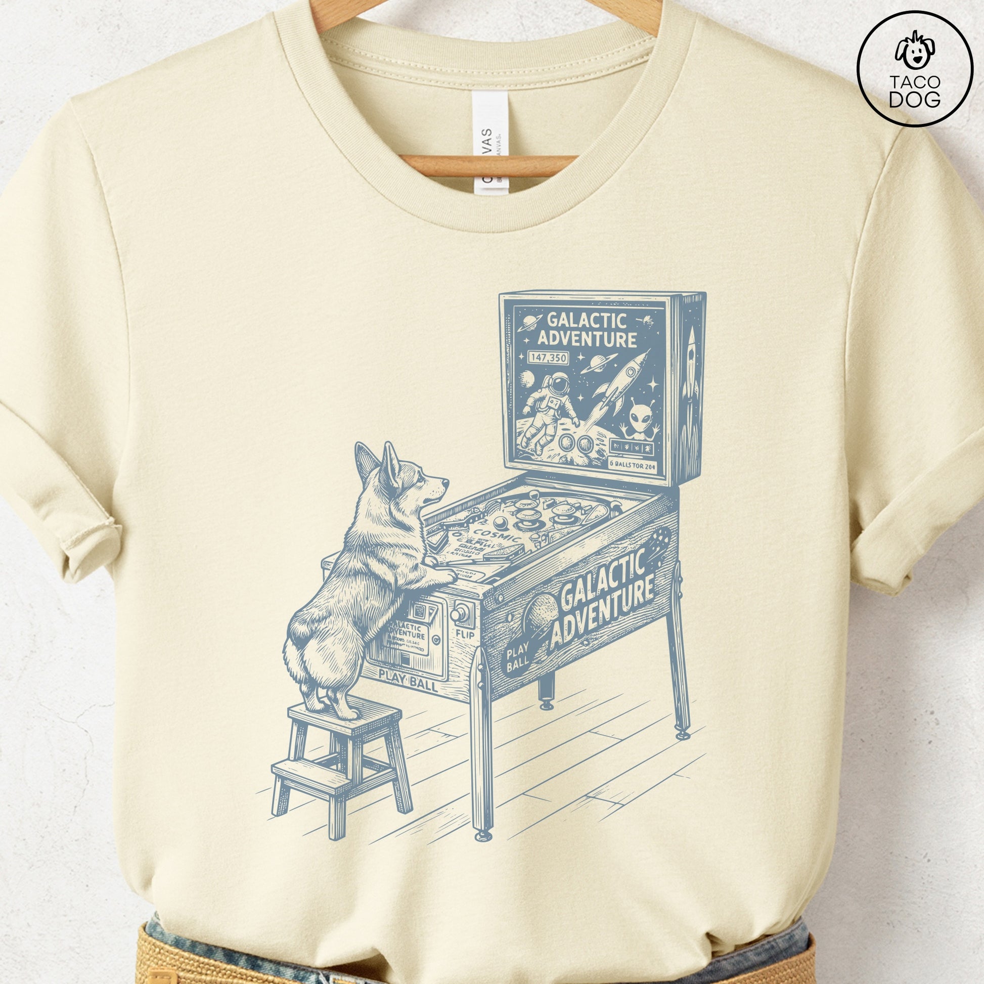 Corgi Pinball T-Shirt Natural Taco-Dog
