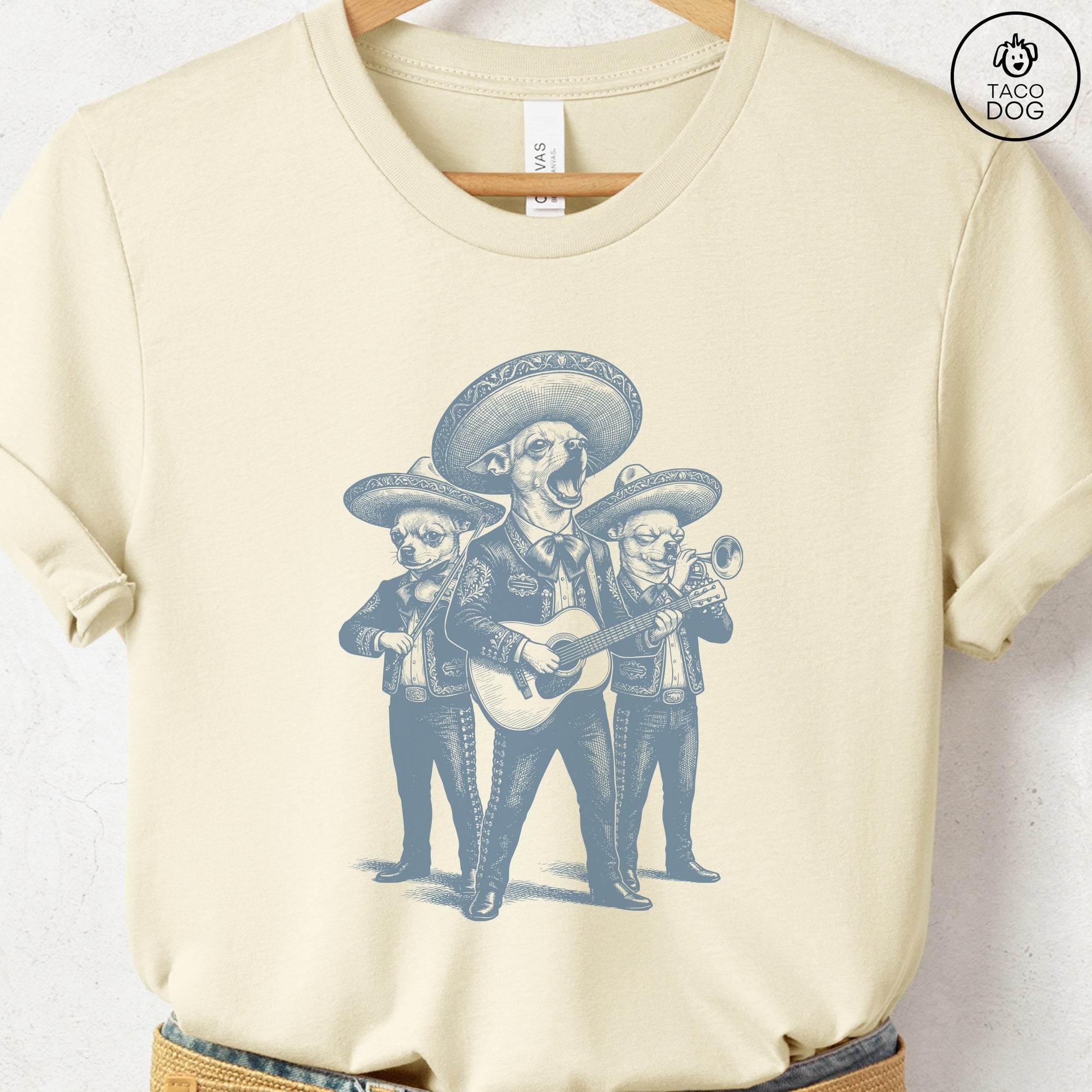 Chihuahua Mariachi T-Shirt Natural Taco-Dog