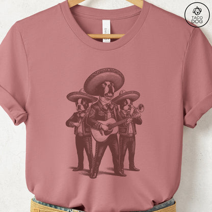 Boston Terrier Mariachi T-Shirt Heather Mauve Taco-Dog