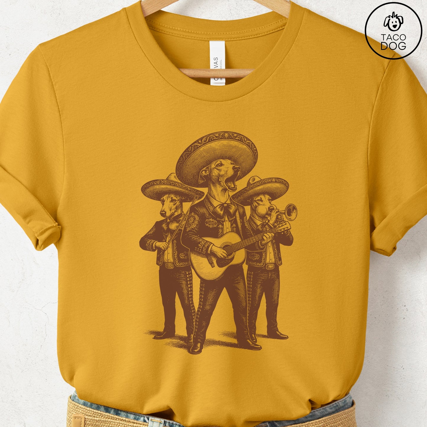 Italian Greyhound Whippet Iggy Mariachi T-Shirt Mustard Taco-Dog