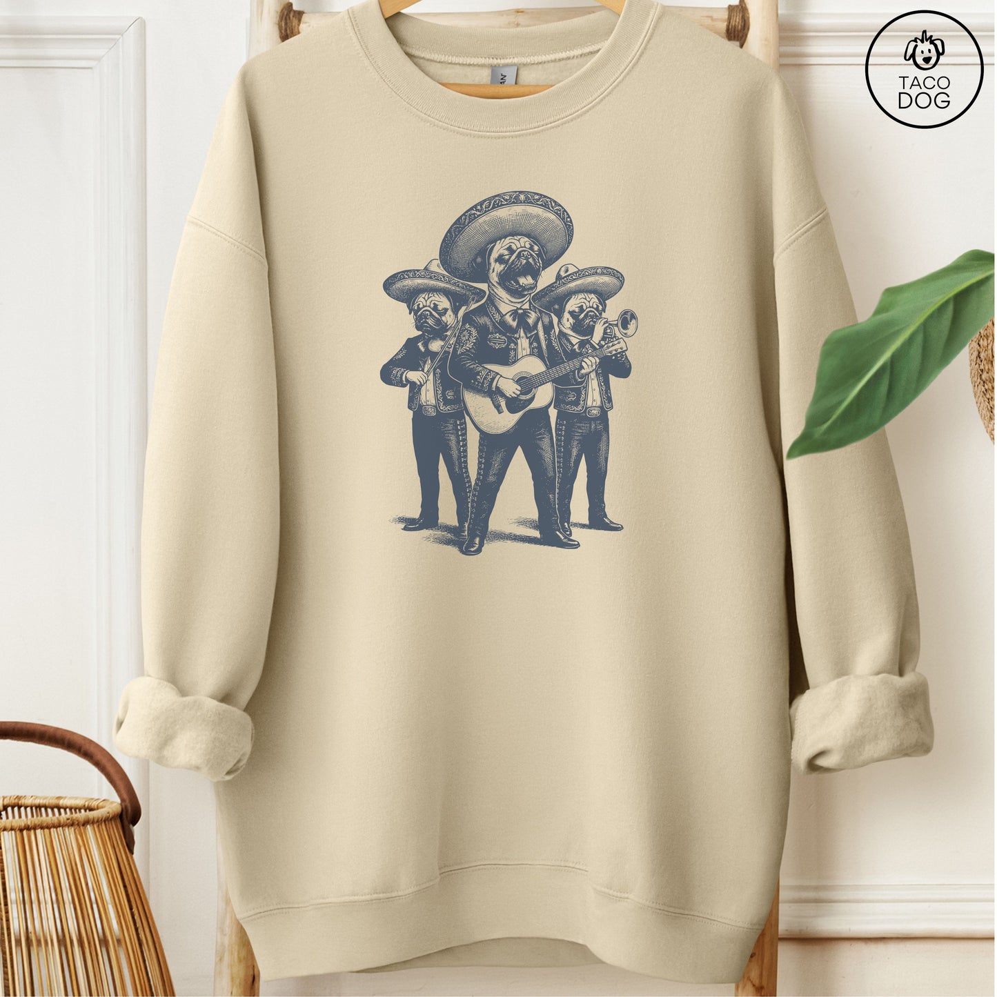 Pug Mariachi Sweatshirt Sand Taco-Dog