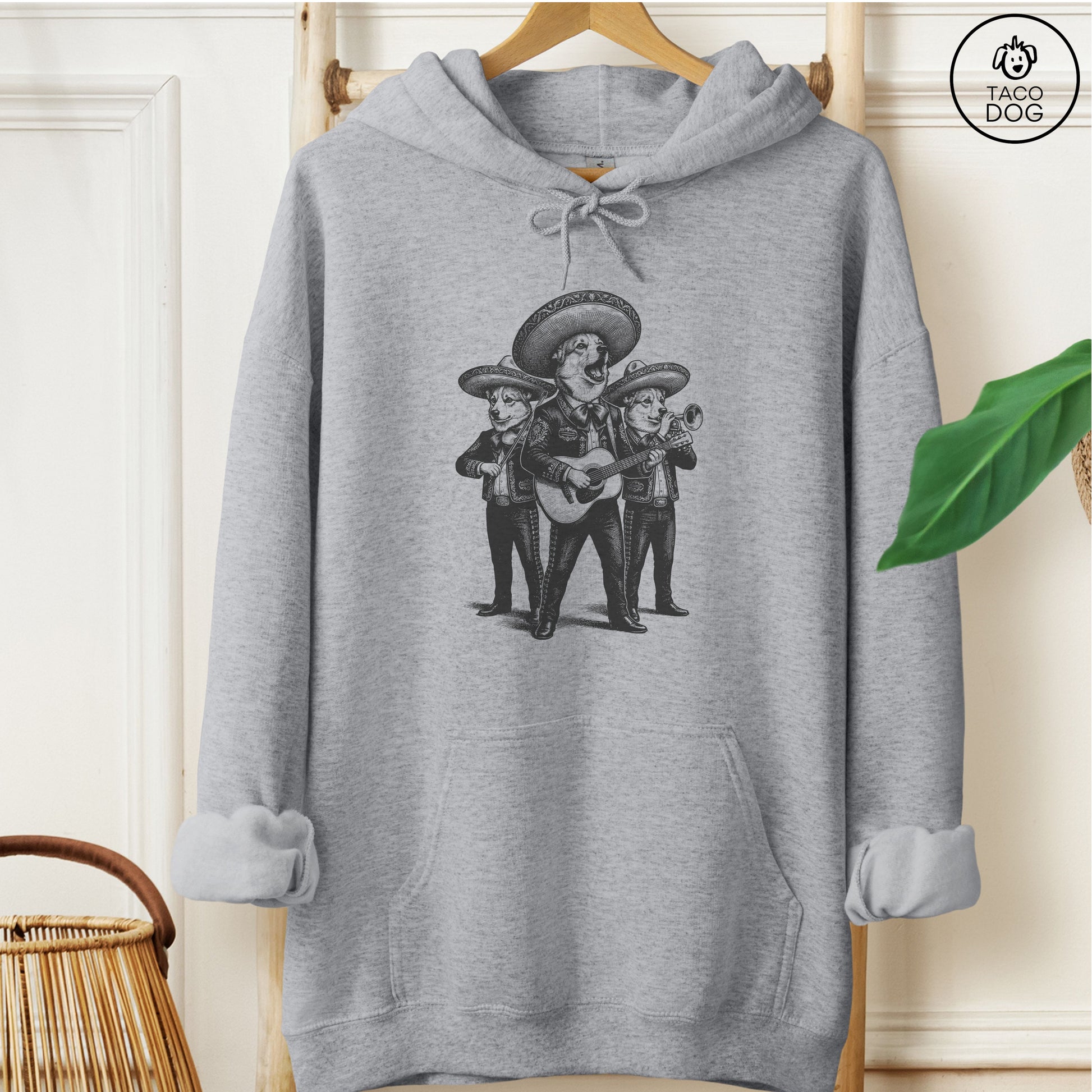 Corgi Mariachi Hoodie Graphite Heather Taco-Dog