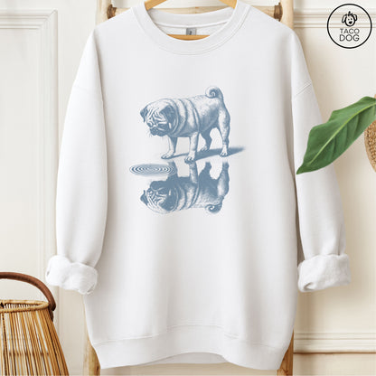 Pug Puddle Reflection Sweatshirt White