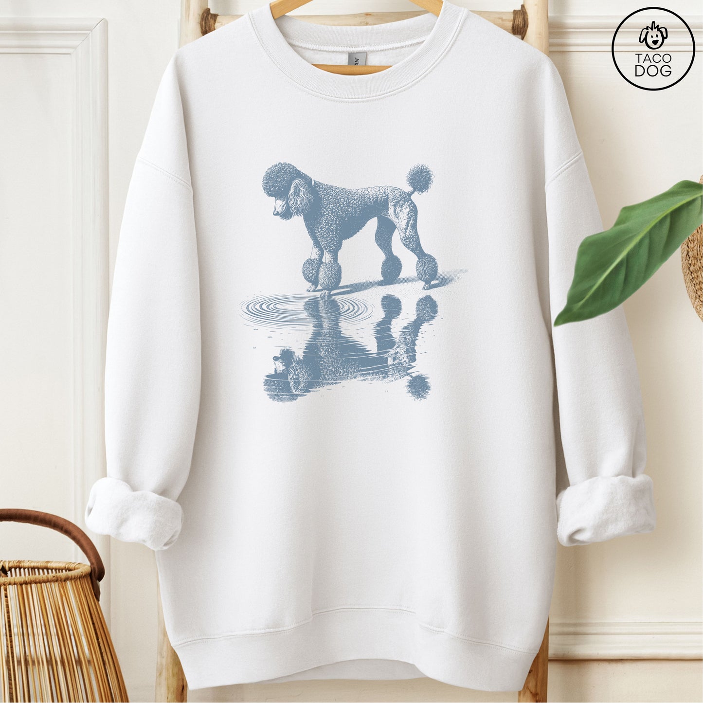 Poodle Puddle Reflection Sweatshirt White