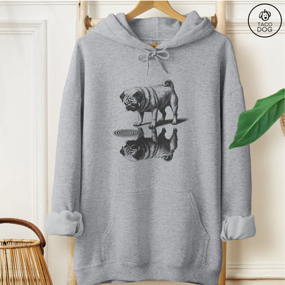 Pug Puddle Reflection Hoodie Graphite Heather