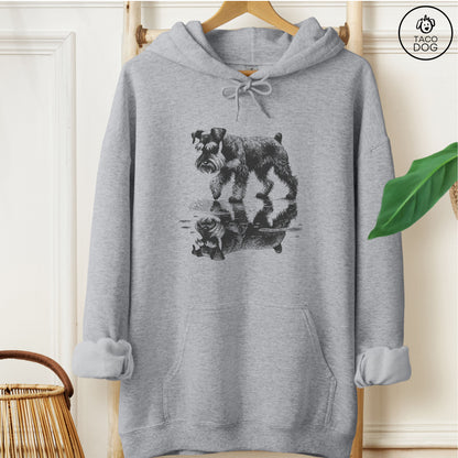 Schnauzer Puddle Reflection Hoodie Graphite Heather