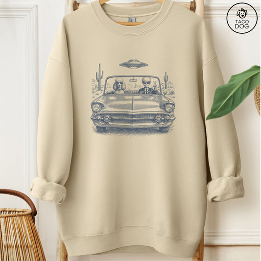 Poodle Alien Roadtrip Sweatshirt Sand Taco-Dog