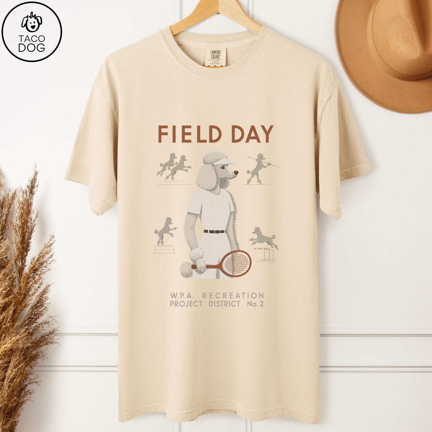 Poodle Field Day Premium T-Shirt Ivory Taco-Dog
