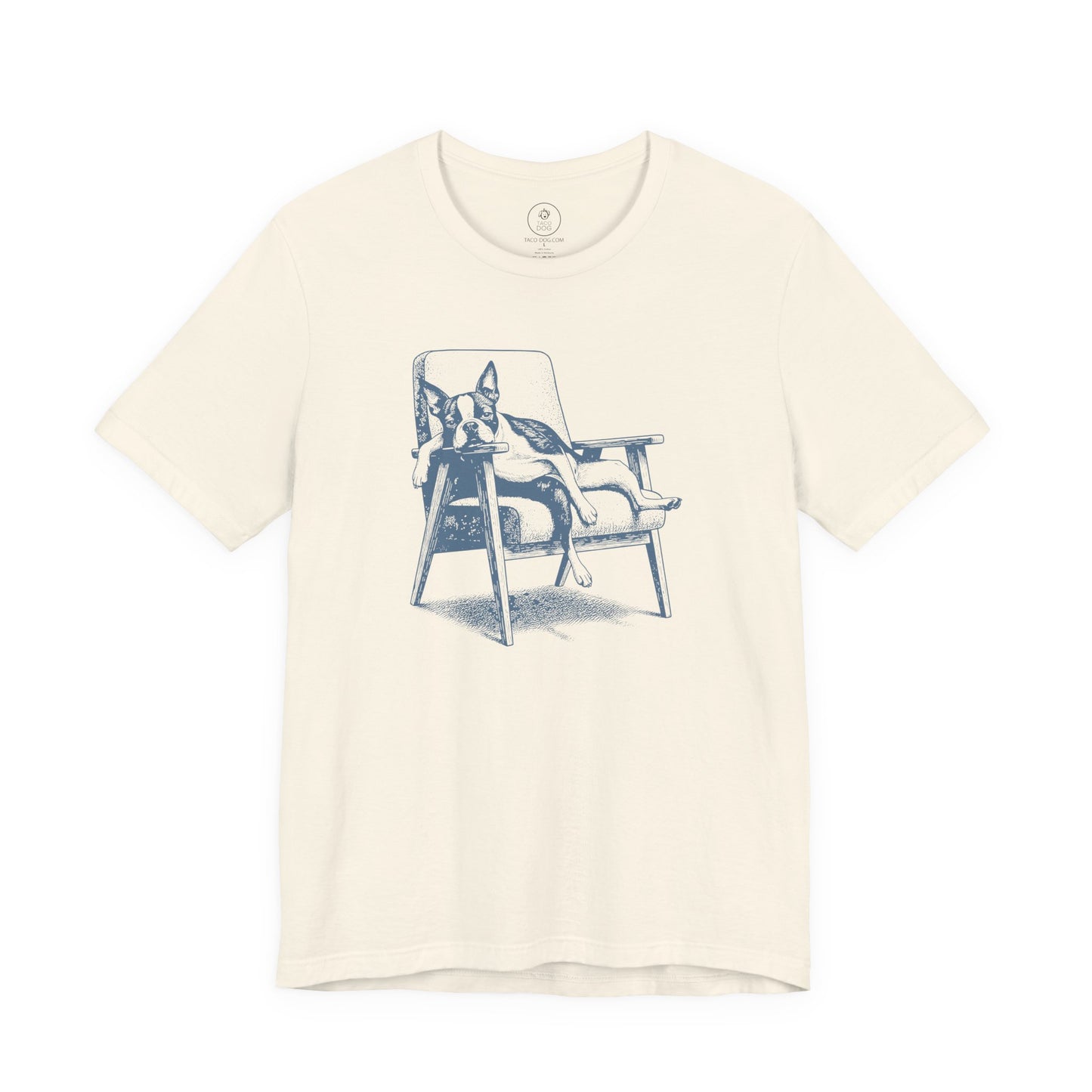 Boston Terrier Occupied T-Shirt Natural Taco-Dog