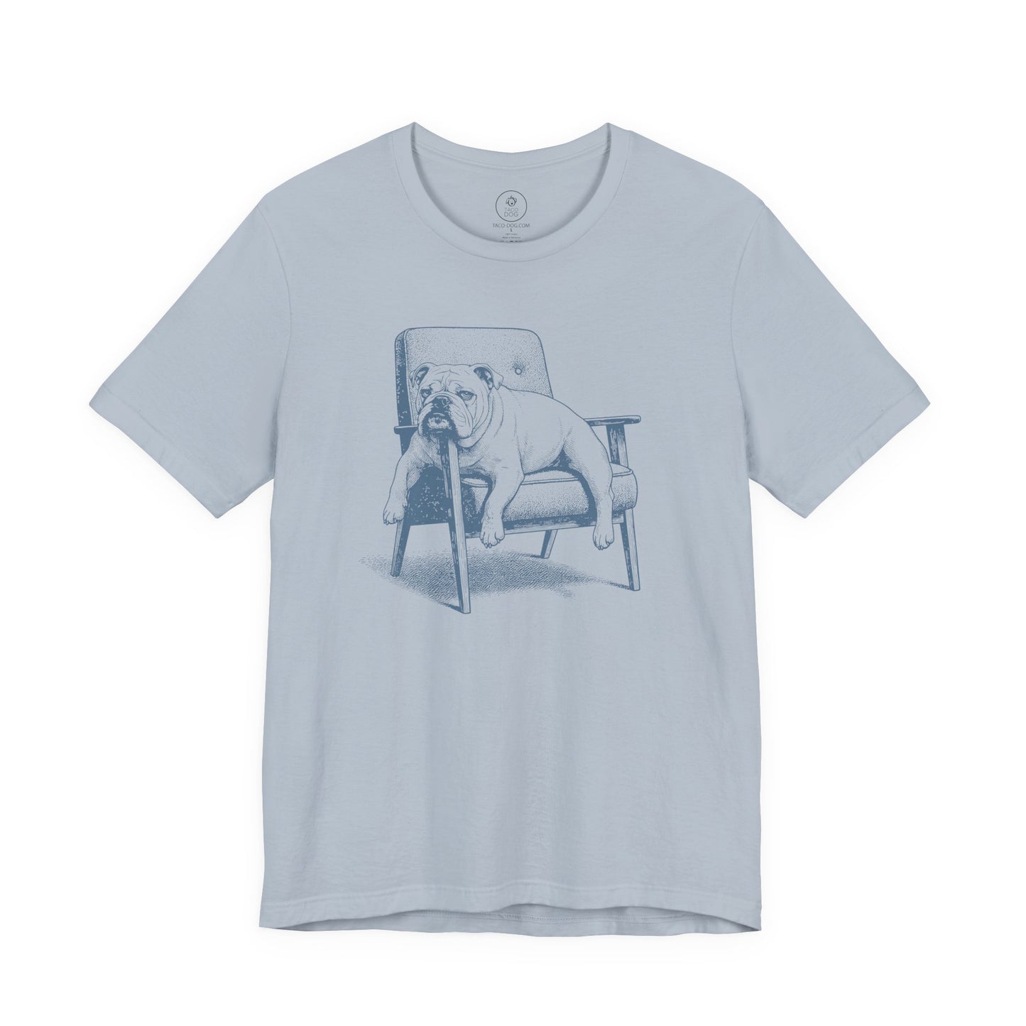 English Bulldog Occupied T-Shirt Light Blue Taco-Dog
