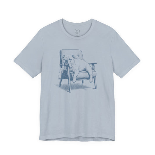 English Bulldog Occupied T-Shirt Light Blue Taco-Dog