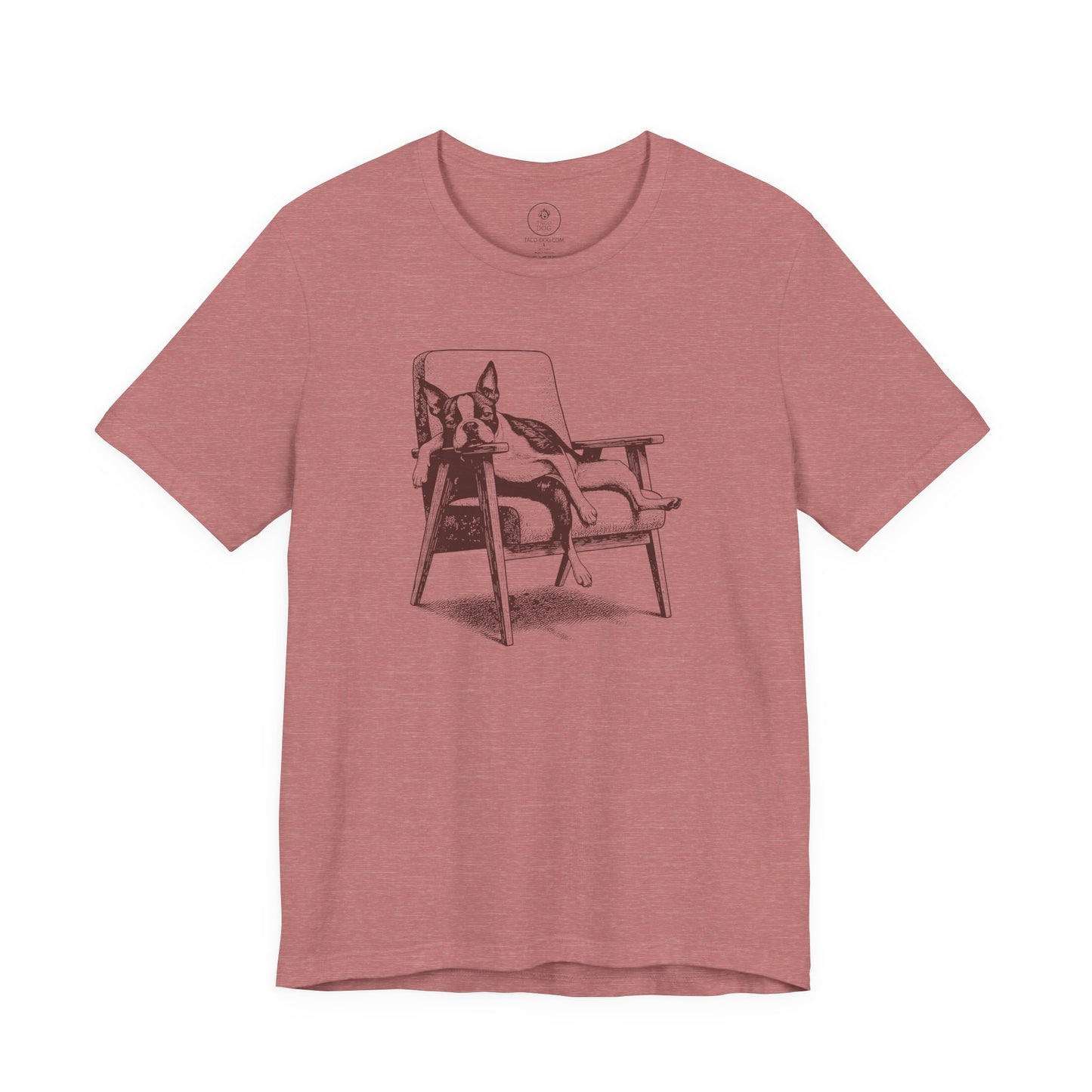 Boston Terrier Occupied T-Shirt Heather Mauve Taco-Dog