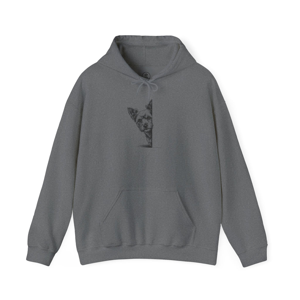 Yorkshire Terrier Yorkie Peeking Hoodie Graphite Heather Taco-Dog
