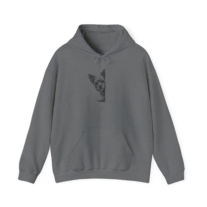 Yorkshire Terrier Yorkie Peeking Hoodie Graphite Heather Taco-Dog