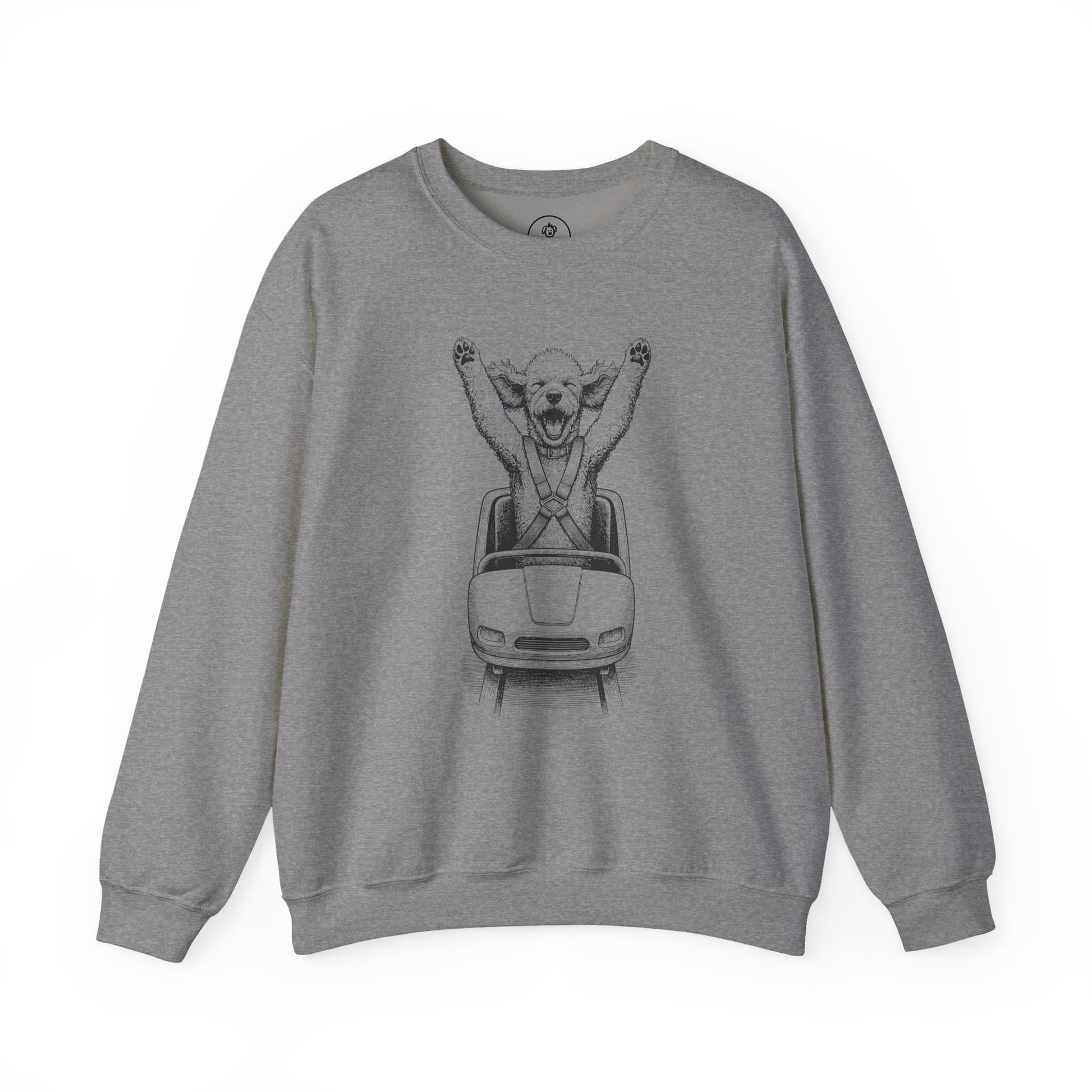Poodle Roller Coaster Sweatshirt Graphite Heather Taco-Dog