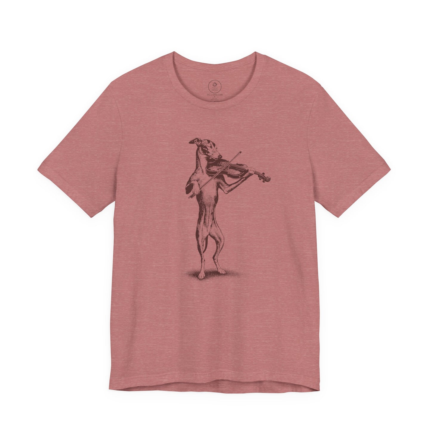Italian Greyhound Whippet Violin T-Shirt Heather Mauve Taco-Dog