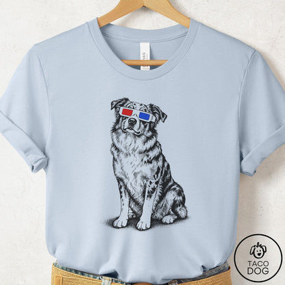 Australian Shepherd Aussie 3d T-Shirt Light Blue Taco-Dog