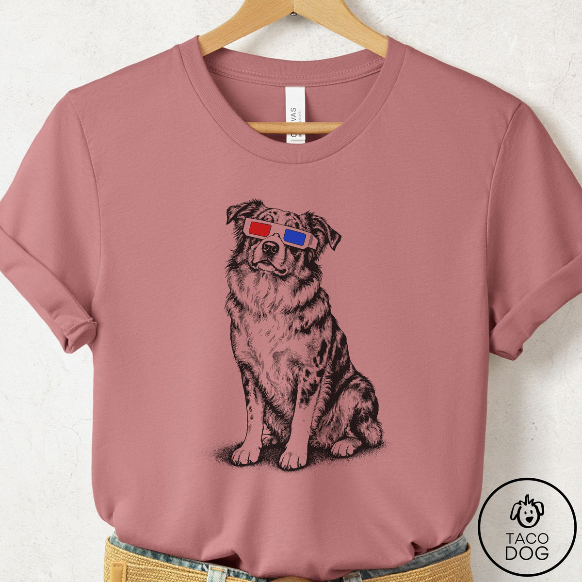 Australian Shepherd Aussie 3d T-Shirt Mauve Taco-Dog