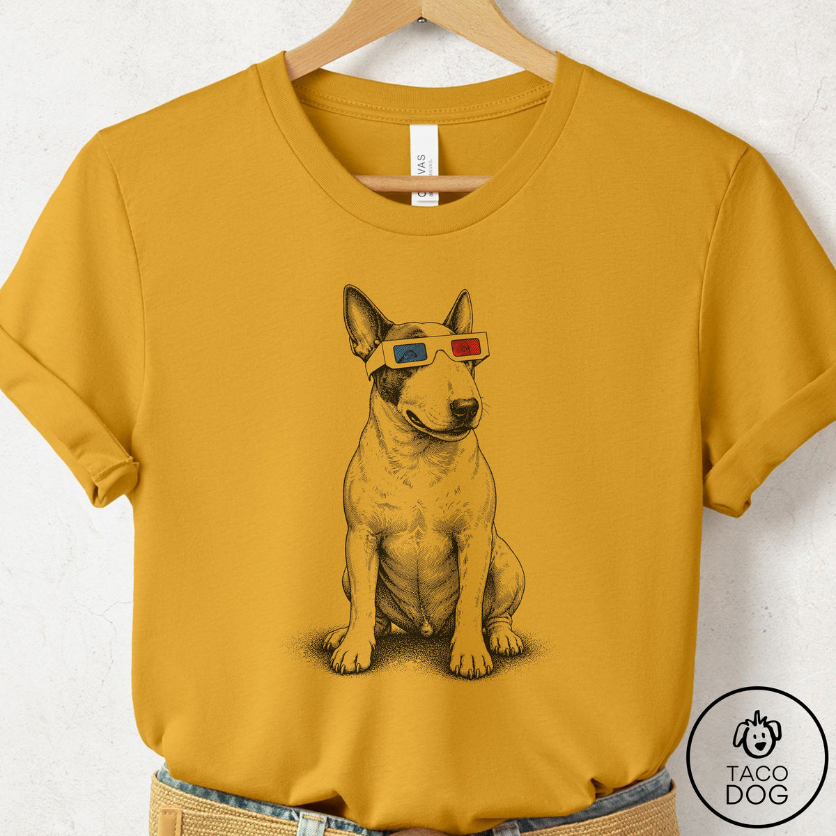 Bull Terrier 3d T-Shirt Mustard Taco-Dog