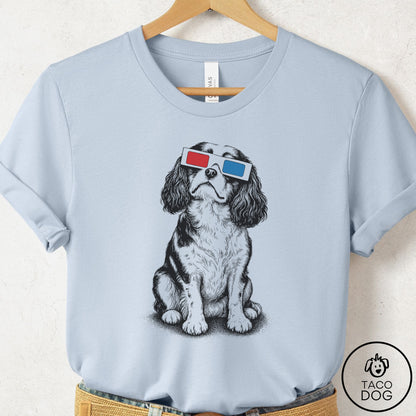 Cavalier King Charles Spaniel 3d T-Shirt Light Blue Taco-Dog