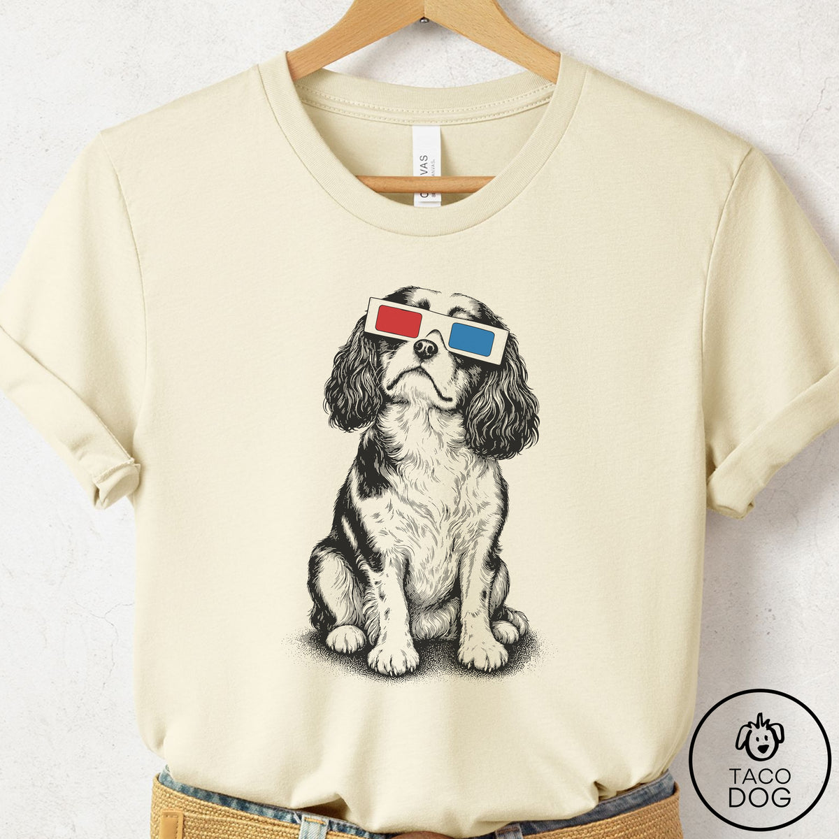 Cavalier King Charles Spaniel 3d T-Shirt Natural Taco-Dog