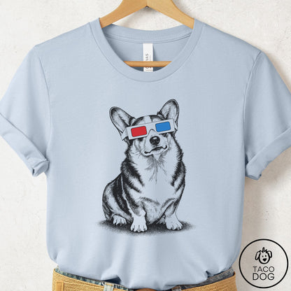 Corgi 3d T-Shirt Light Blue Taco-Dog