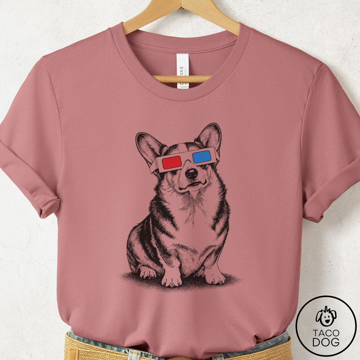 Corgi 3d T-Shirt Mauve Taco-Dog