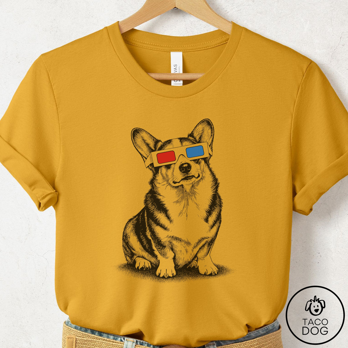 Corgi 3d T-Shirt Mustard Taco-Dog