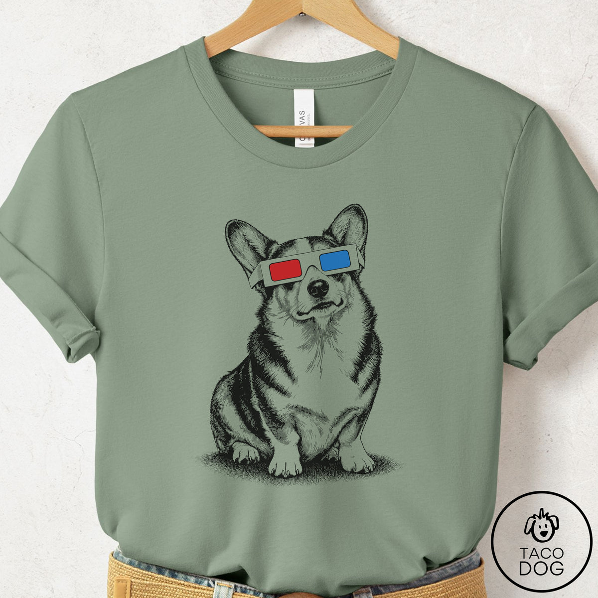 Corgi 3d T-Shirt Sage Taco-Dog