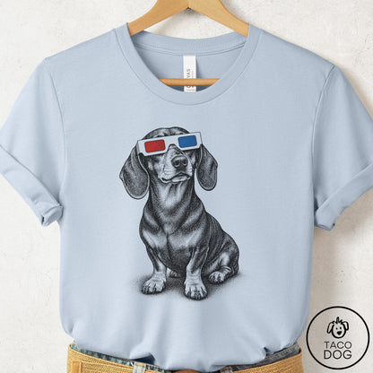 Dachshund 3d T-Shirt Light Blue Taco-Dog