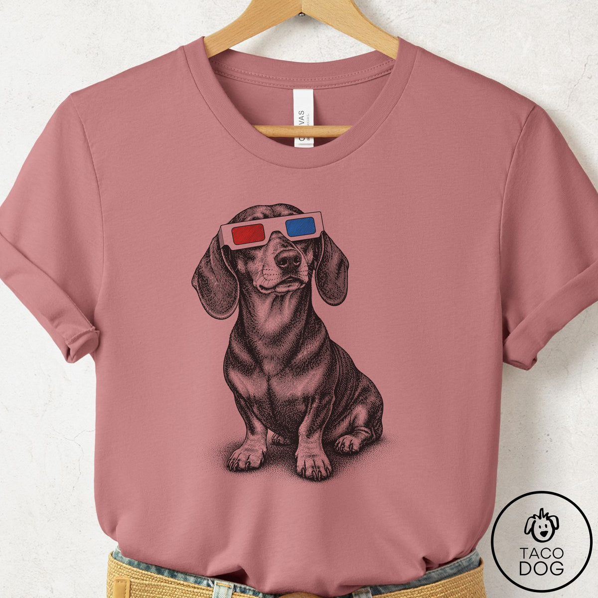 Dachshund 3d T-Shirt Mauve Taco-Dog