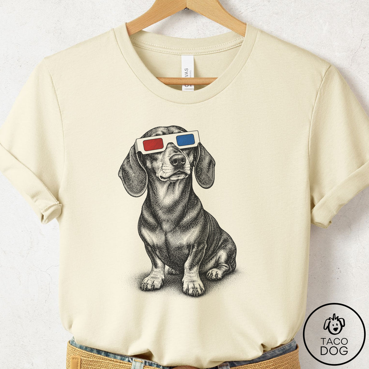 Dachshund 3d T-Shirt Natural Taco-Dog