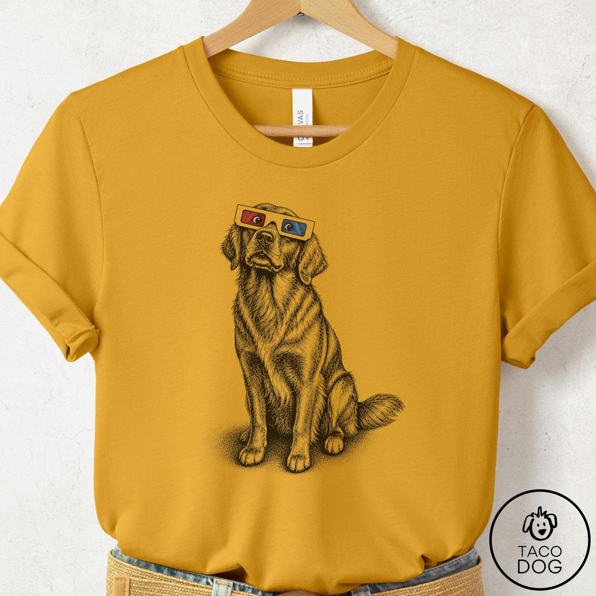 Flat-Coated Retriever 3d T-Shirt Mustard Taco-Dog