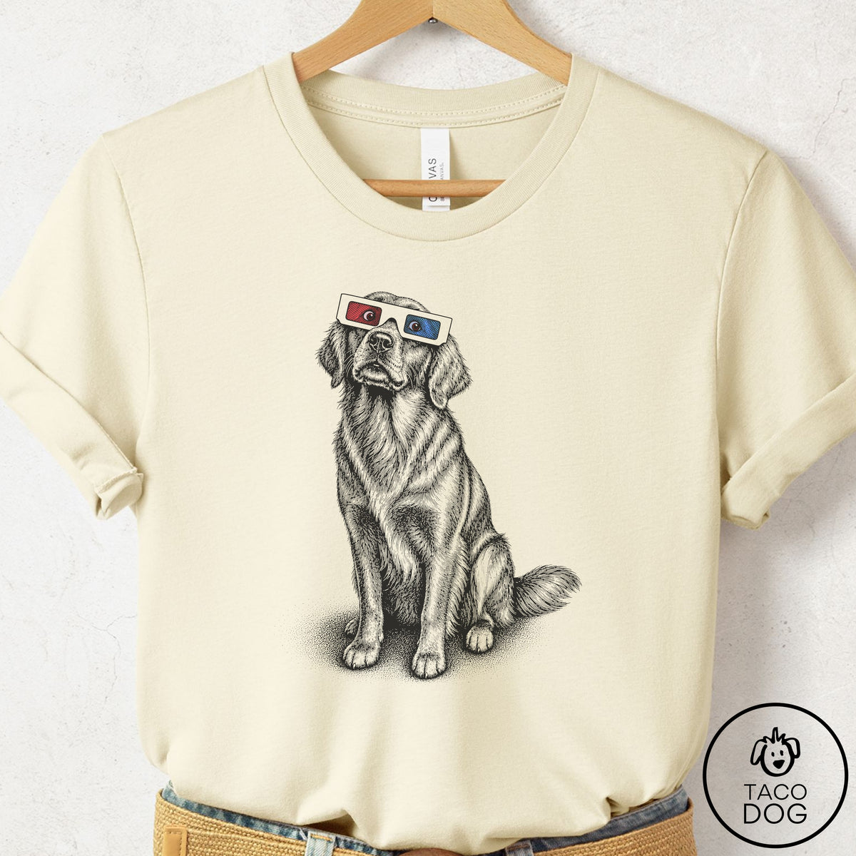Flat-Coated Retriever 3d T-Shirt Natural Taco-Dog