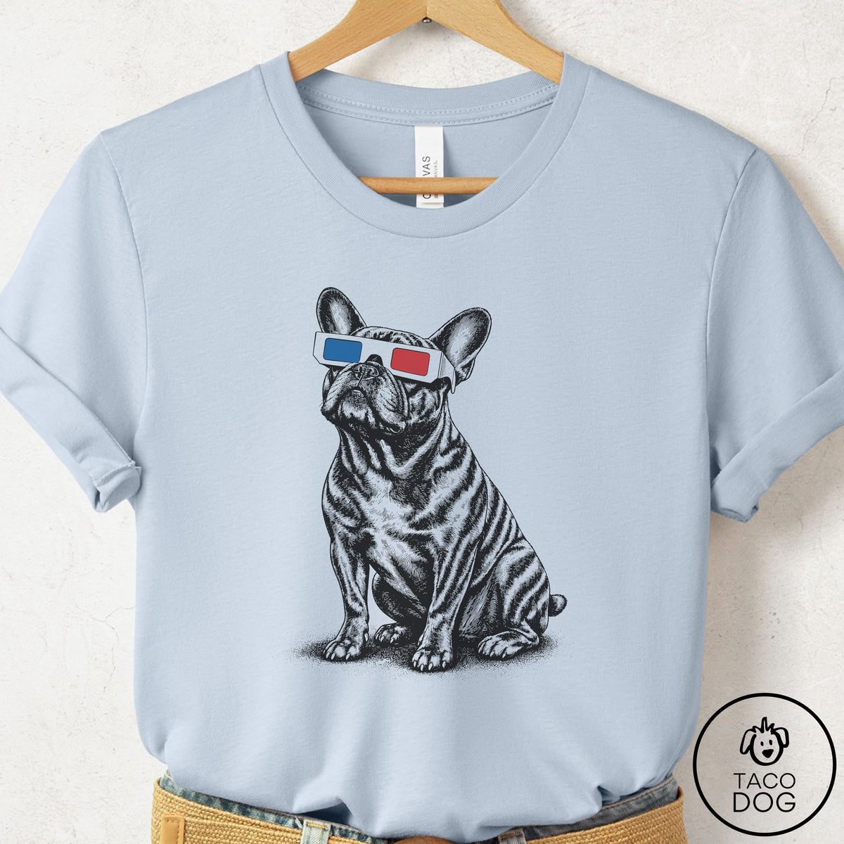 French Bulldog Frenchie 3d T-Shirt Light Blue Taco-Dog