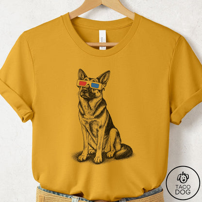 German Shepherd 3d T-Shirt Mustard Taco-Dog