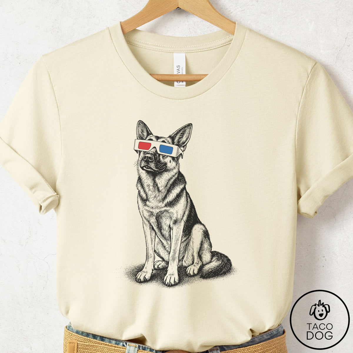 German Shepherd 3d T-Shirt Natural Taco-Dog